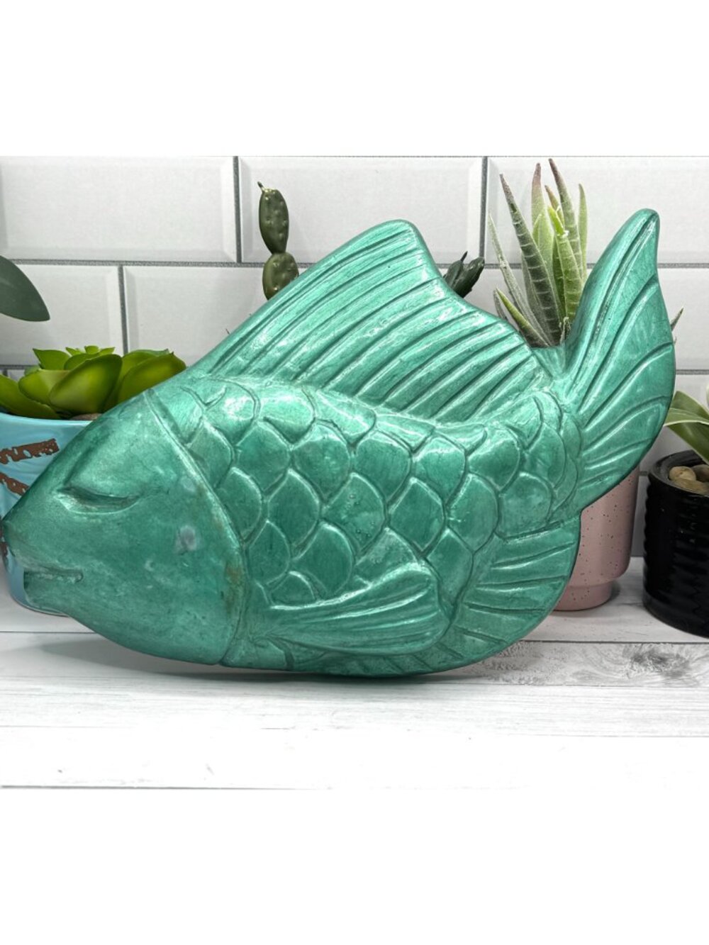 Vintage 60’s Miller Studio Chalkware Anthropomorphic Green Fish - Picture 6 of 7